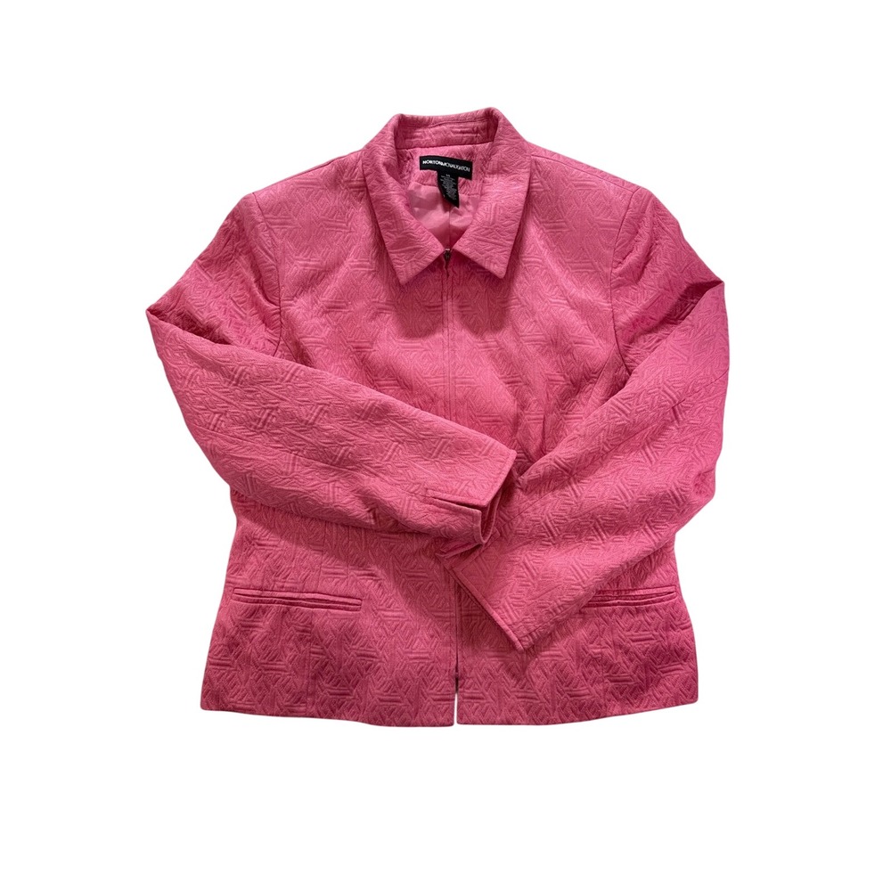 Norton McNaughton Pink Jacquard Full Zip Jacket Womens‎ 14 Textured Blazer Coat